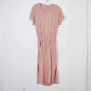Old Navy Blush Pink Midi Dress with Open Back Size Large Cutout Bohemian Cotton